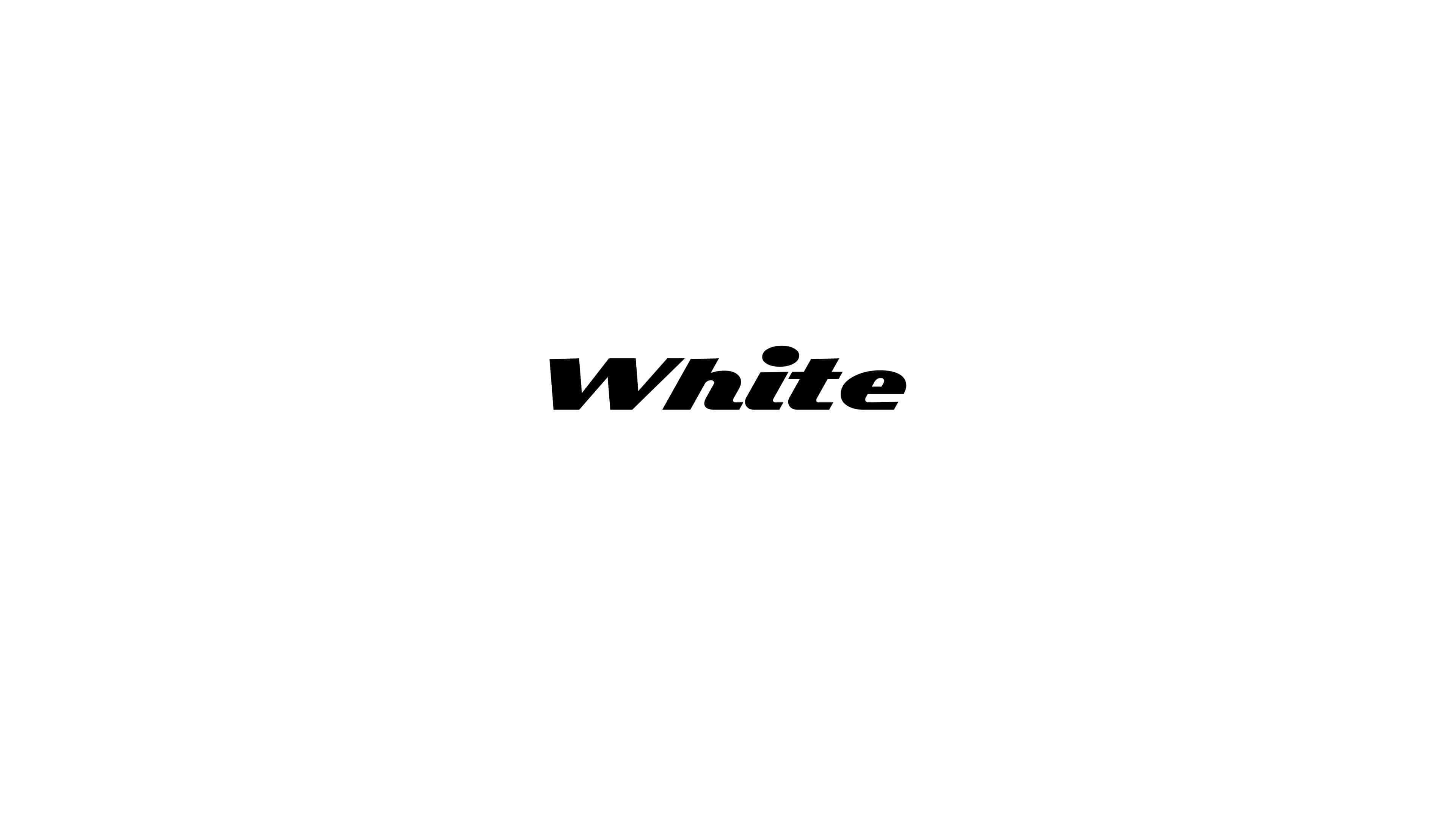 Black And White Word 桌布 壁紙 — 白色一詞以粗體黑色字體居中顯示在純白色背景上。