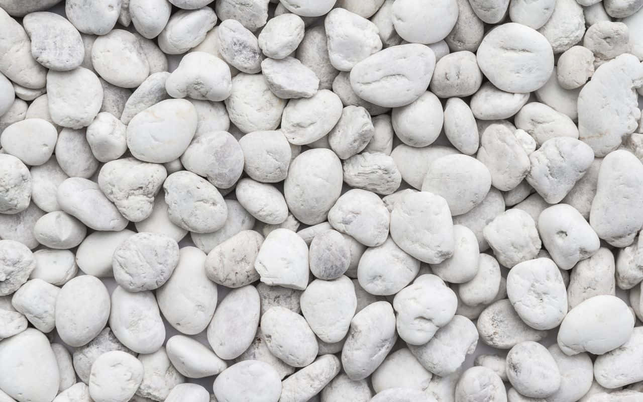 1280x800 桌布 壁紙 — 白色光滑河石的近距離特寫，帶有細微灰色紋理和圓潤邊緣。