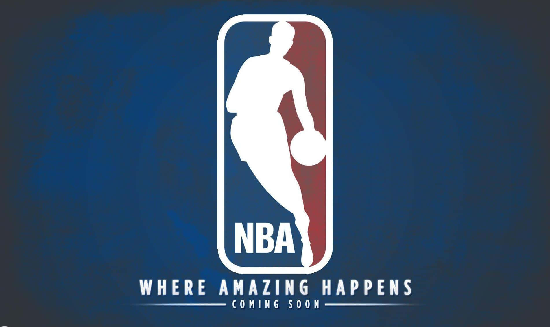 NBA標誌，運球運動員的剪影，以及標語where amazing happens coming soon。 — NBA 壁紙