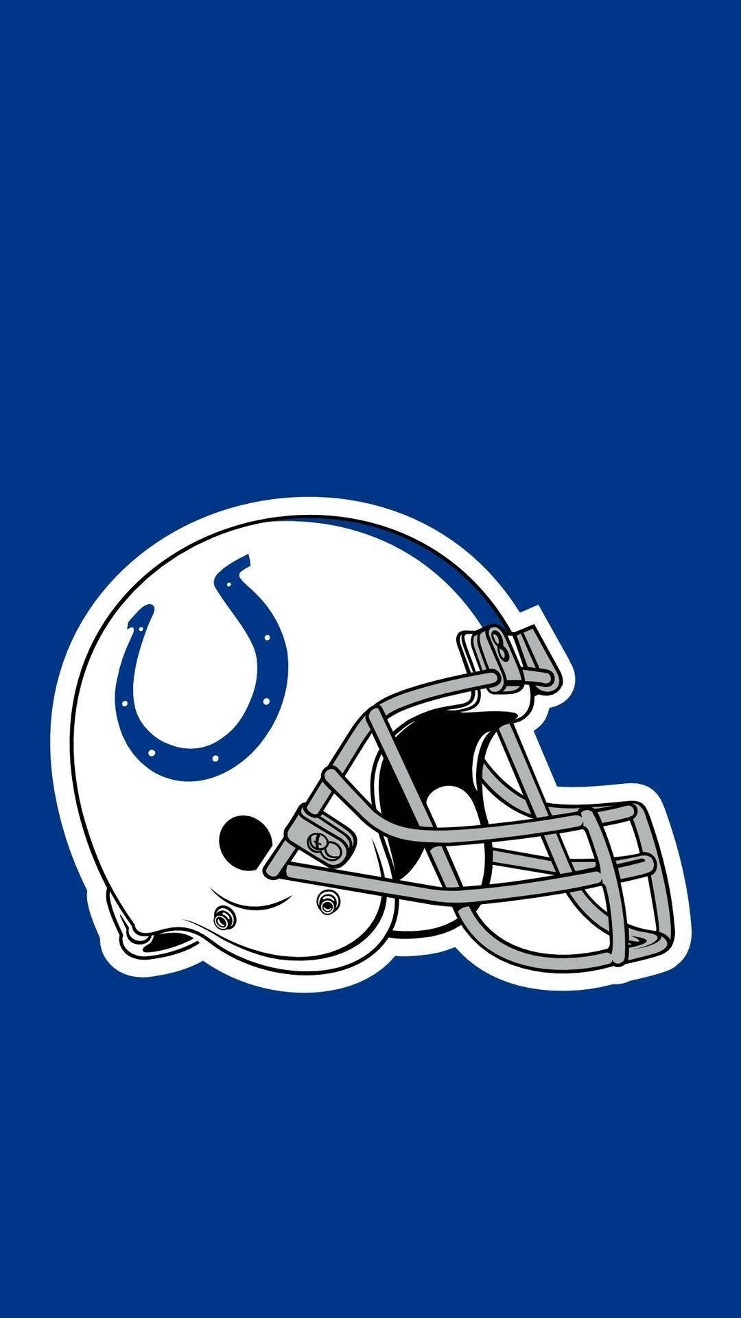 NFL 桌布 壁紙 — 白色印第安納波利斯小馬隊美式足球頭盔，帶有藍色馬蹄鐵標誌，背景為純皇家藍色。