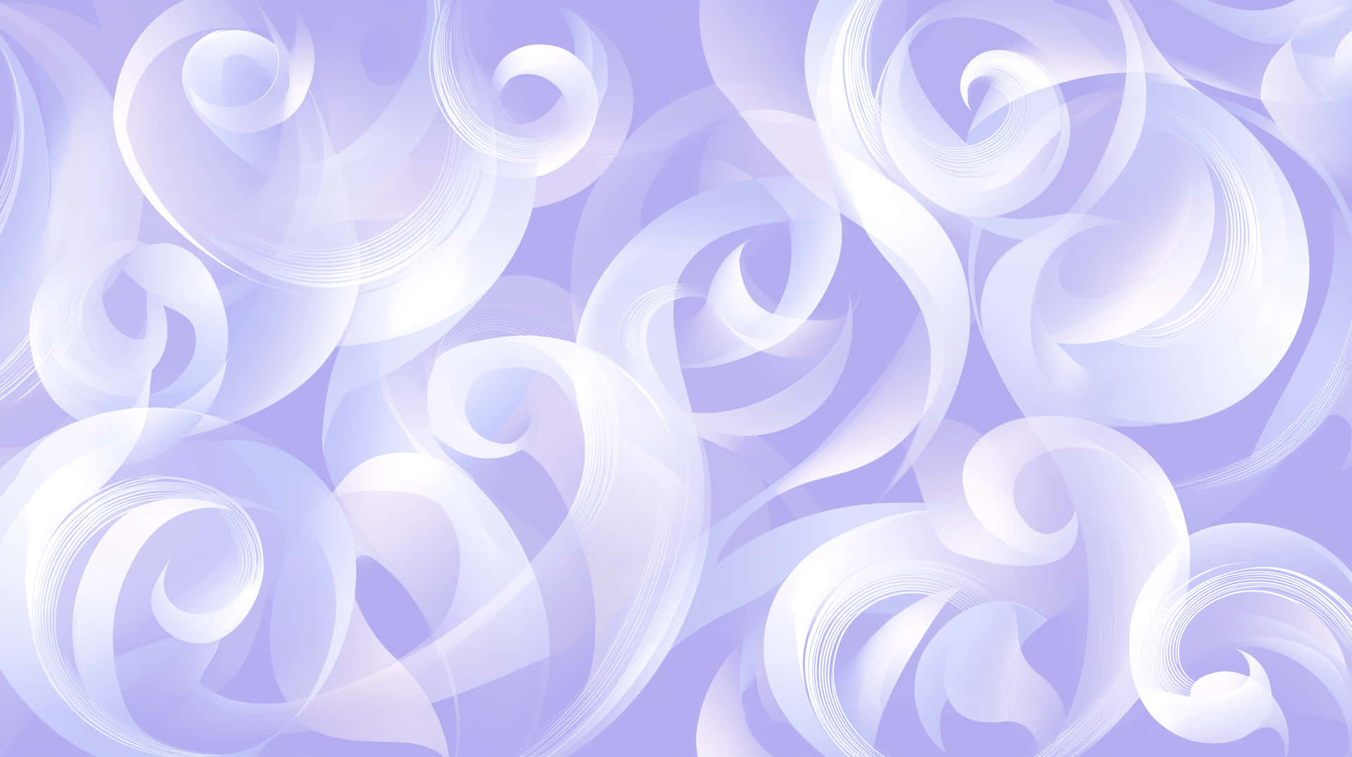Soft Abstract Swirls and Curves Pattern Design Element 壁紙 — 白色和薰衣草色的飄逸絲帶在夢幻般的抽象構圖中漂浮。