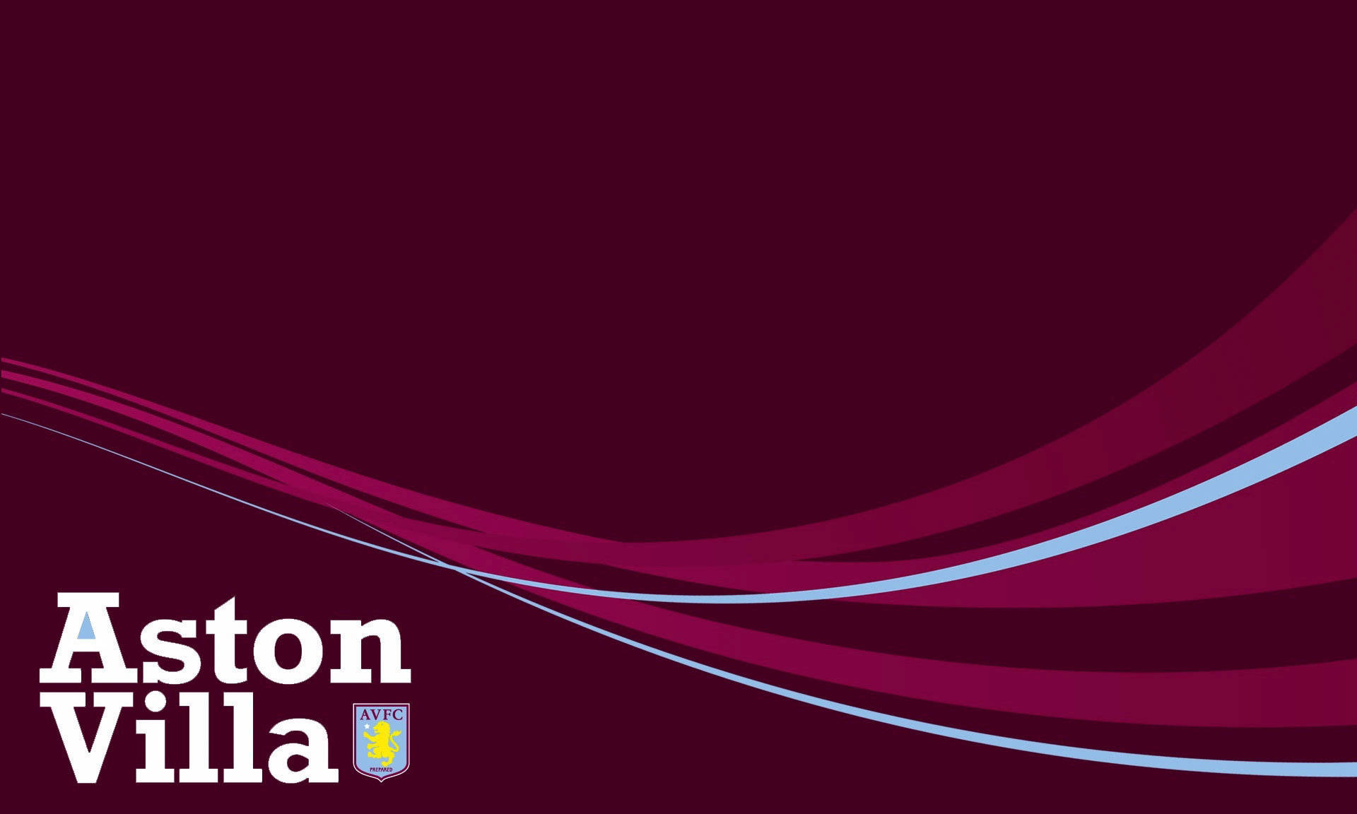 Villa 桌布 壁紙 — 白色和藍色的阿斯頓維拉足球俱樂部標誌，在栗色背景上帶有流動的曲線。