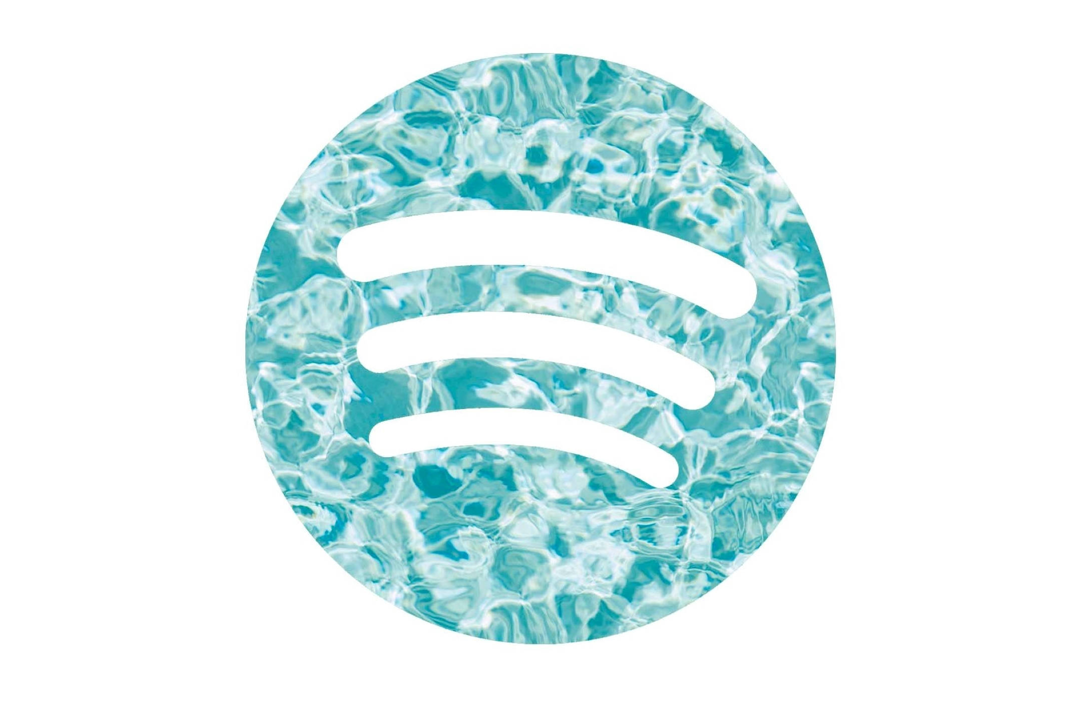 Spotify 桌布 壁紙 — 白色圓圈內帶有波紋綠松石水紋理的Spotify標誌。