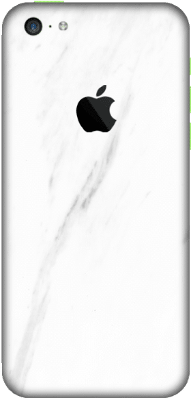 White iPhone 桌布 壁紙 — 白色大理石圖案iPhone背面，中央有黑色Apple標誌，左上角有相機開孔。