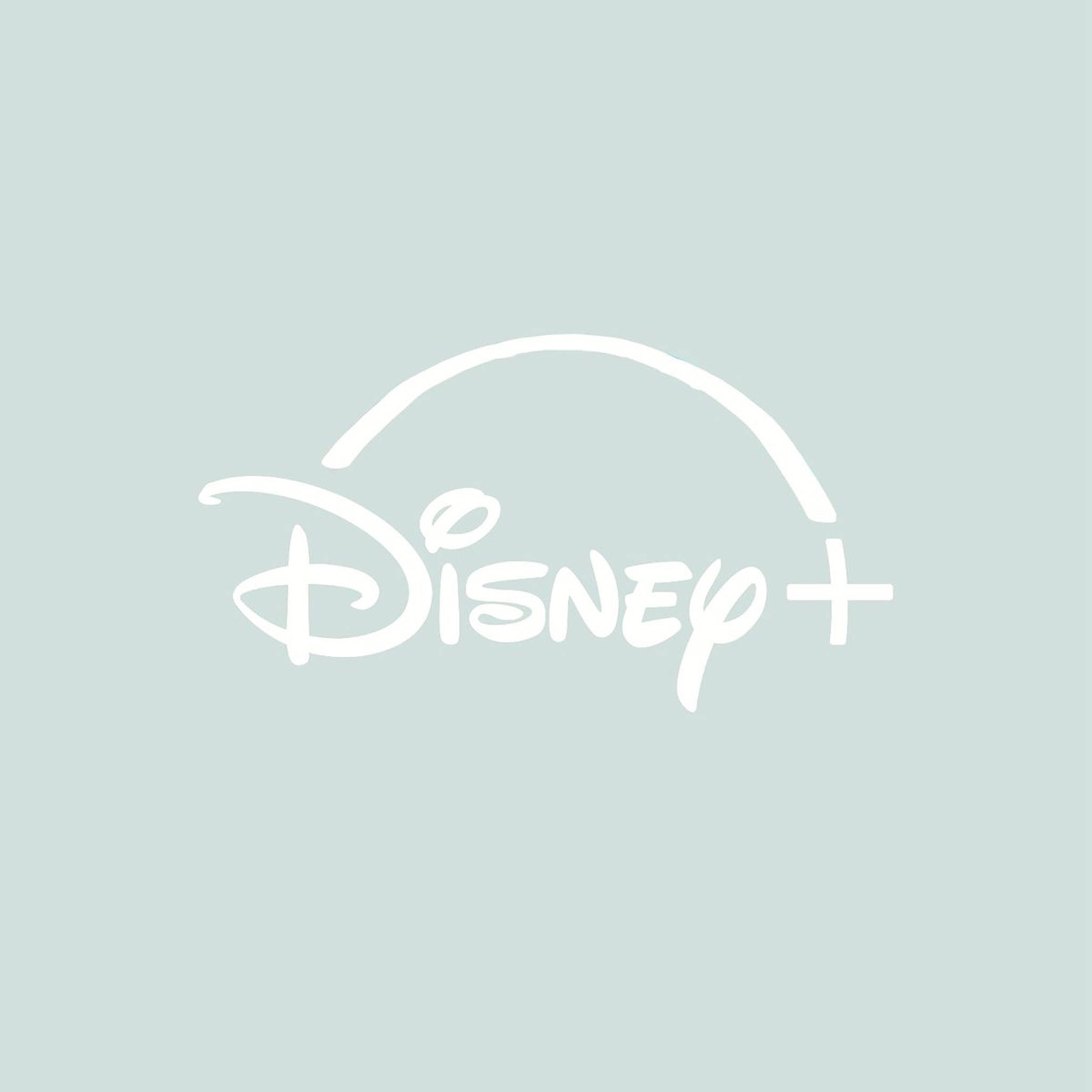 Disney Logo 桌布 壁紙 — 白色字體和加號的Disney+標誌，居中於柔和的薄荷綠色背景上。