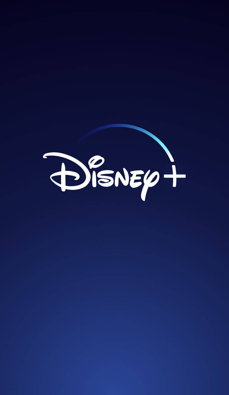 Disney Plus 桌布 壁紙 — 白色字體的Disney+標誌，中央帶有藍色漸變弧線，置於深藍色漸變背景上。