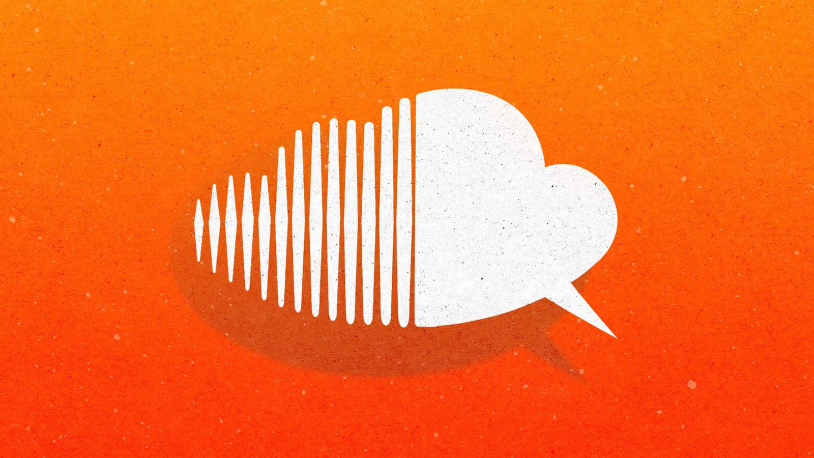 soundcloud 桌布 壁紙 — 白色對話框，帶有聲波線條，背景為有紋理的橙色。