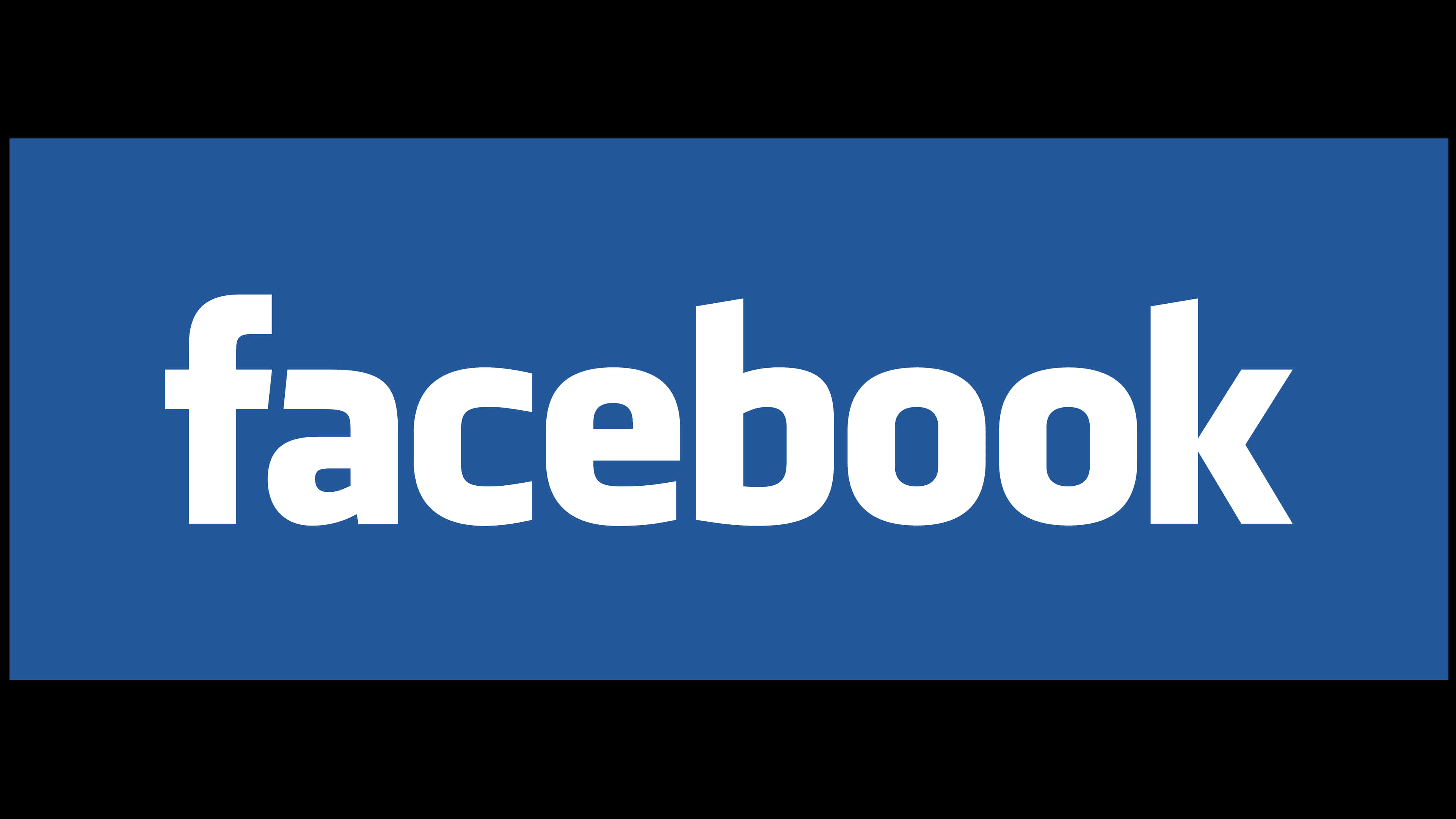 Facebook 桌布 壁紙 — 白色小寫字母的Facebook標誌居中在純藍色背景上，上下有黑色條紋。