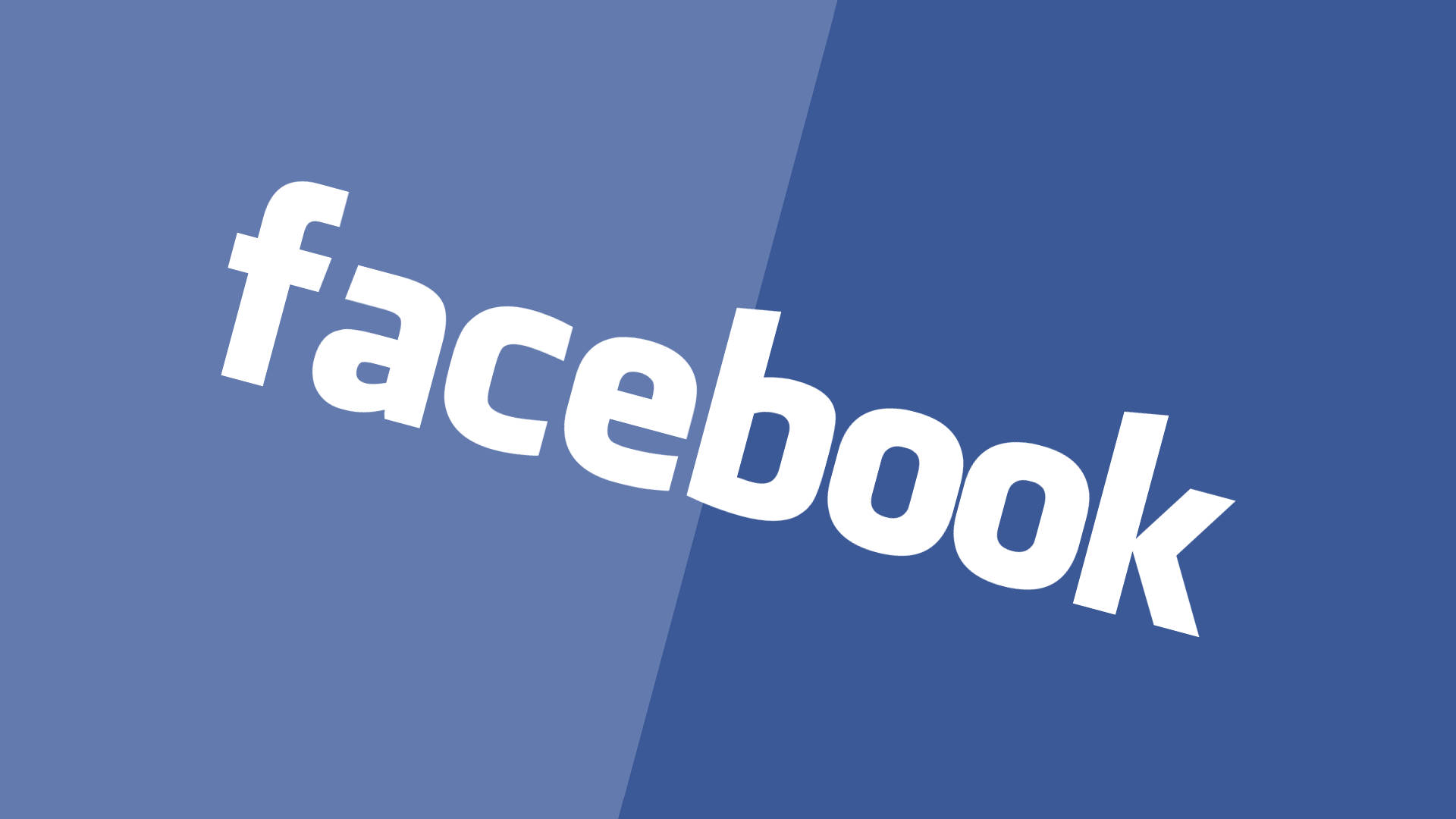 Facebook 桌布 壁紙 — 白色小寫字母的Facebook標誌對角線分割在兩種藍色背景上。