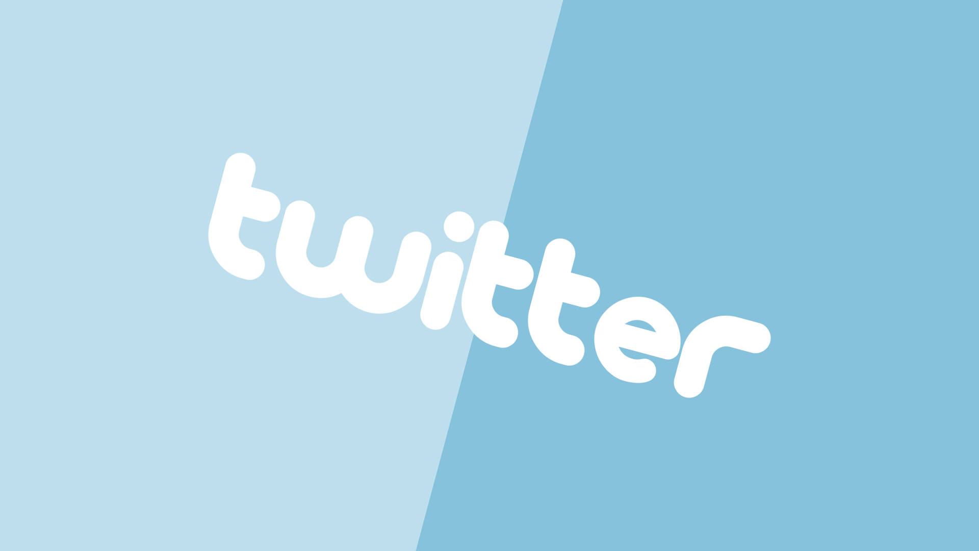Twitter 桌布 壁紙 — 白色小寫字母的Twitter標誌，對角線分割在雙色調藍色背景上。