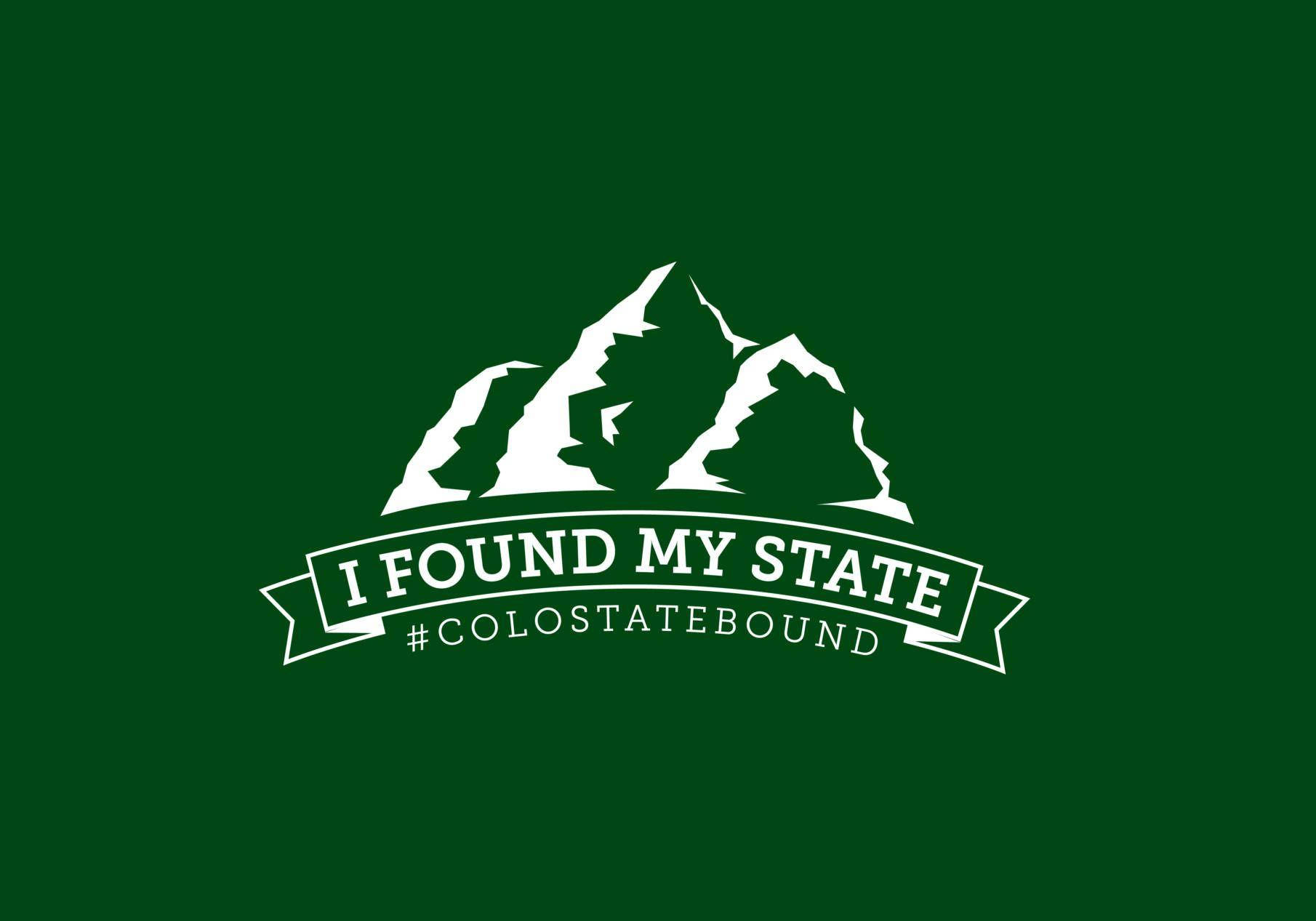 足球 桌布 壁紙 — 白色山脈標誌，附有橫幅寫著 I FOUND MY STATE 和標籤 COLOSTATEBOUND，背景為純綠色。