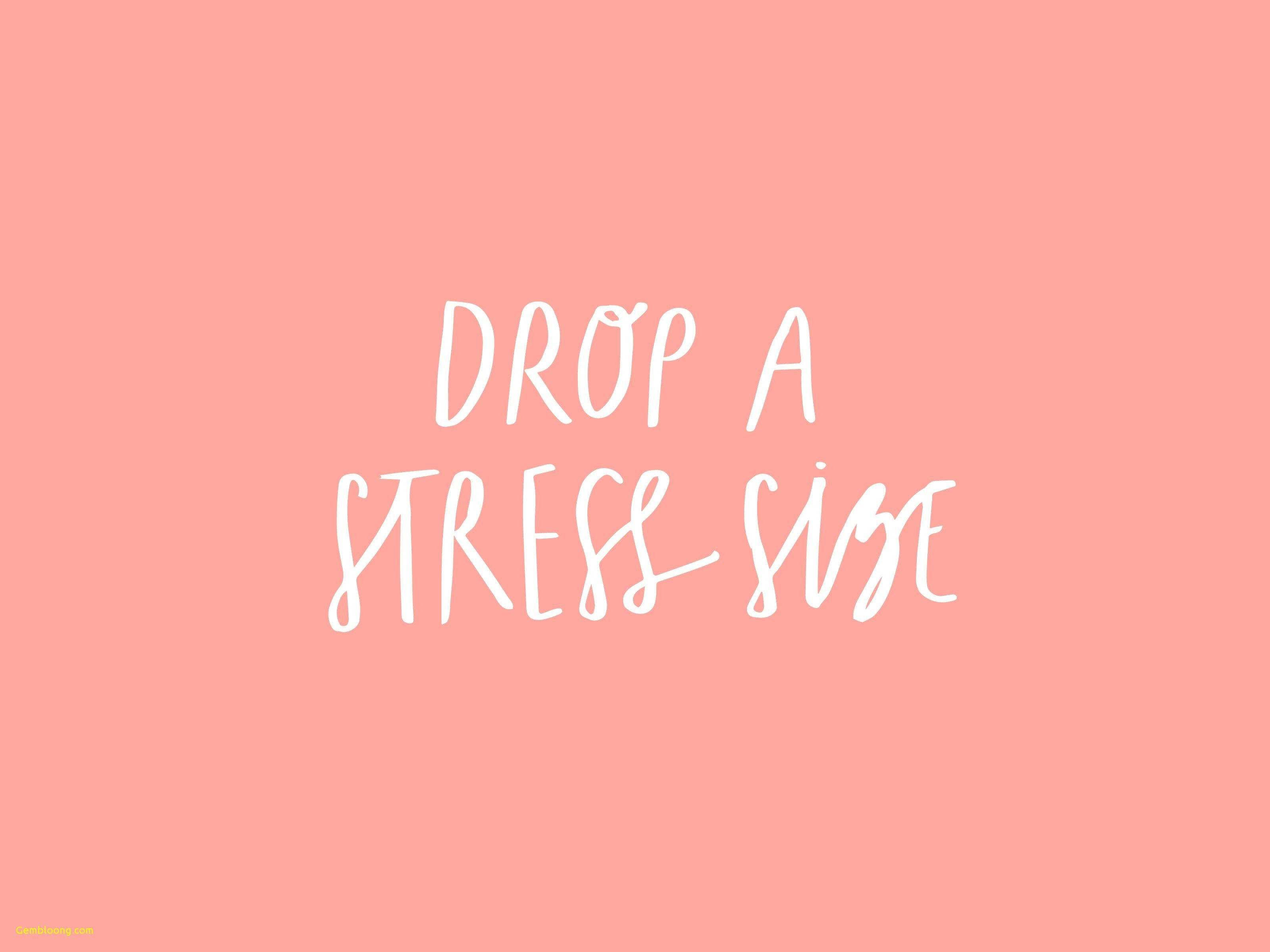 桌布 壁紙 — 白色手寫文字「drop a stress size」居中顯示於純蜜桃色背景上。