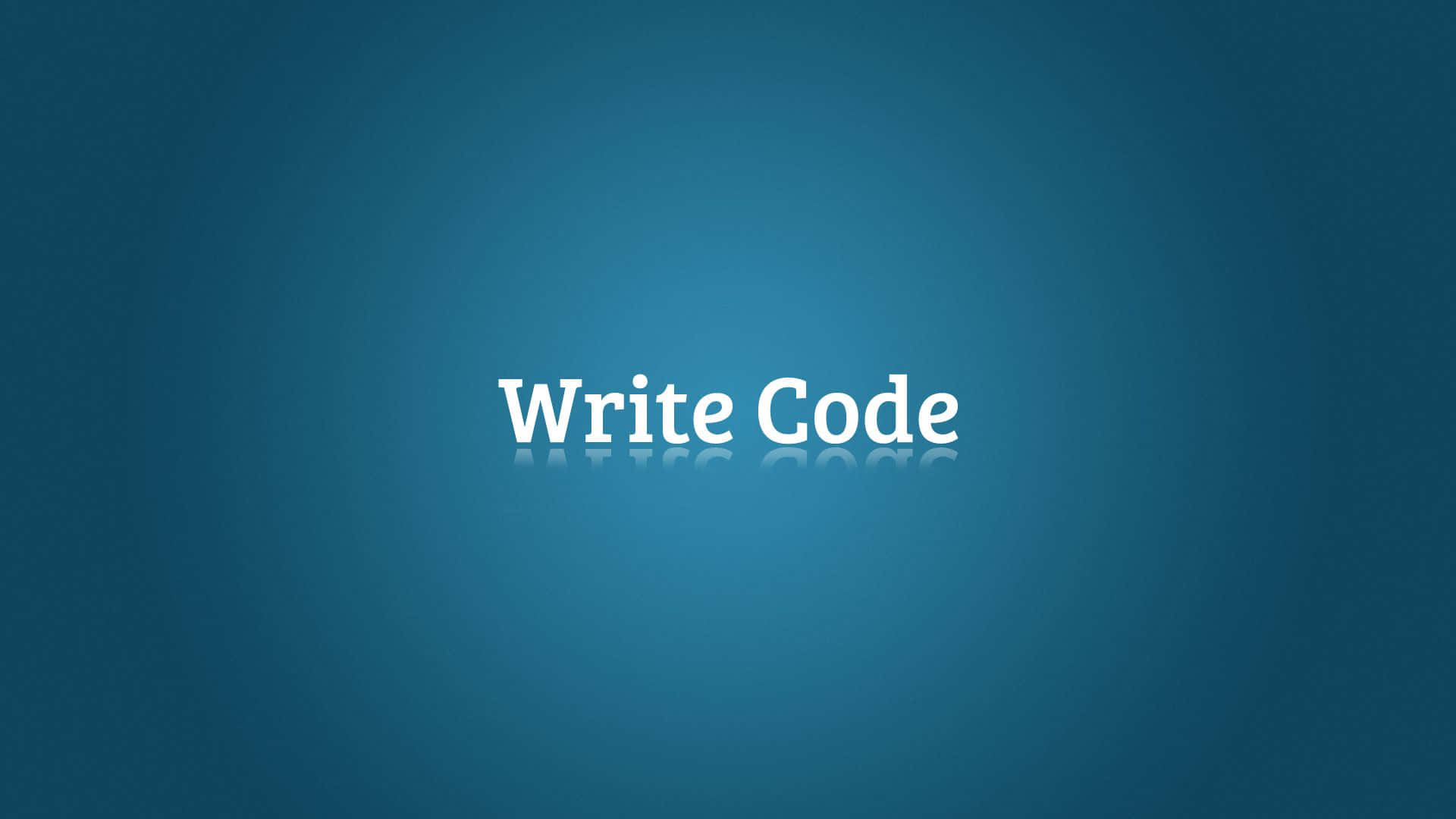 程式碼 桌布 壁紙 — 白色文字 'Write Code' 居中顯示在漸變藍色背景上，帶有微妙的反射效果。