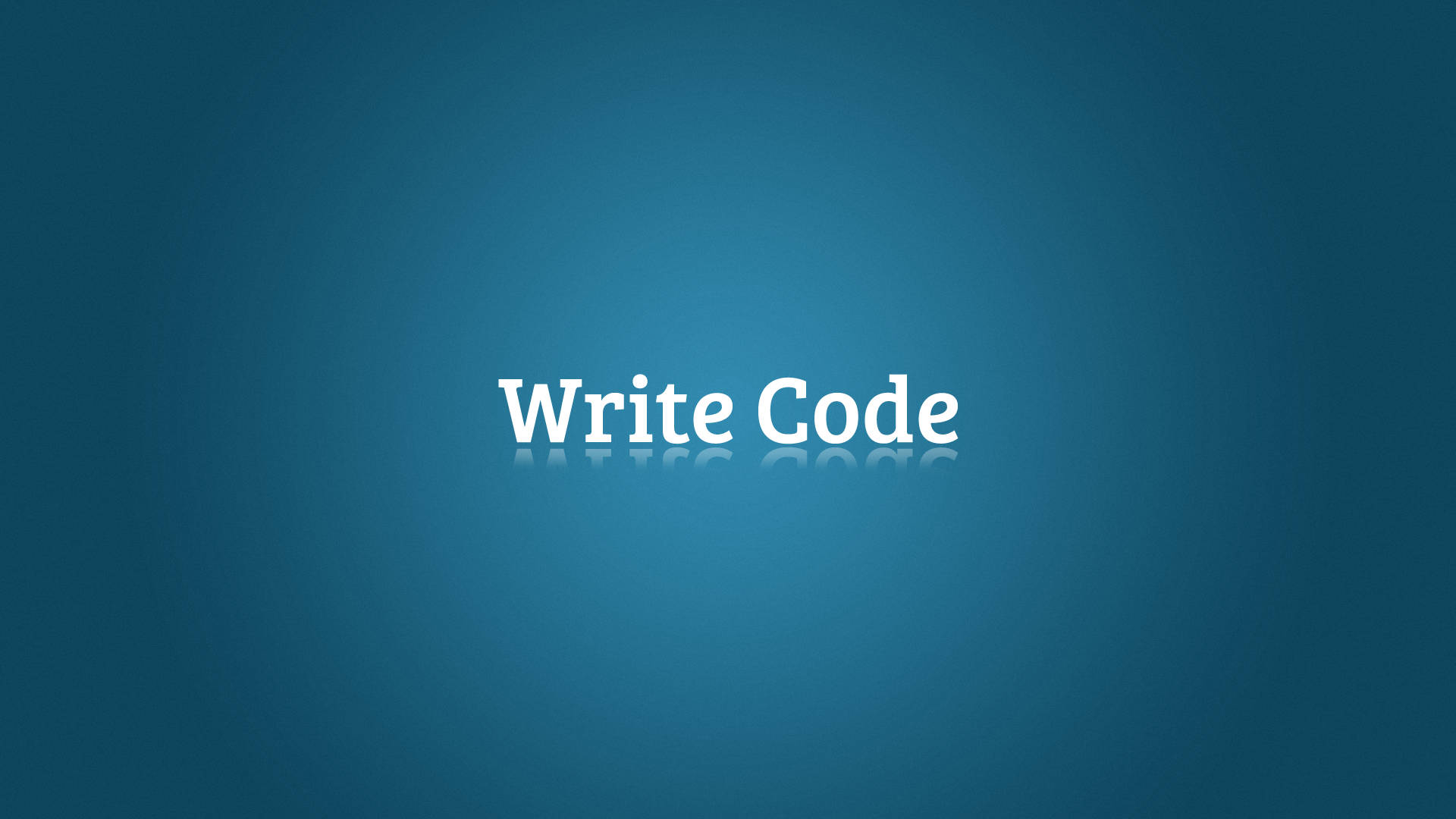 Programming 桌布 壁紙 — 白色文字寫著「Write Code」，在漸變藍色背景上帶有倒影。