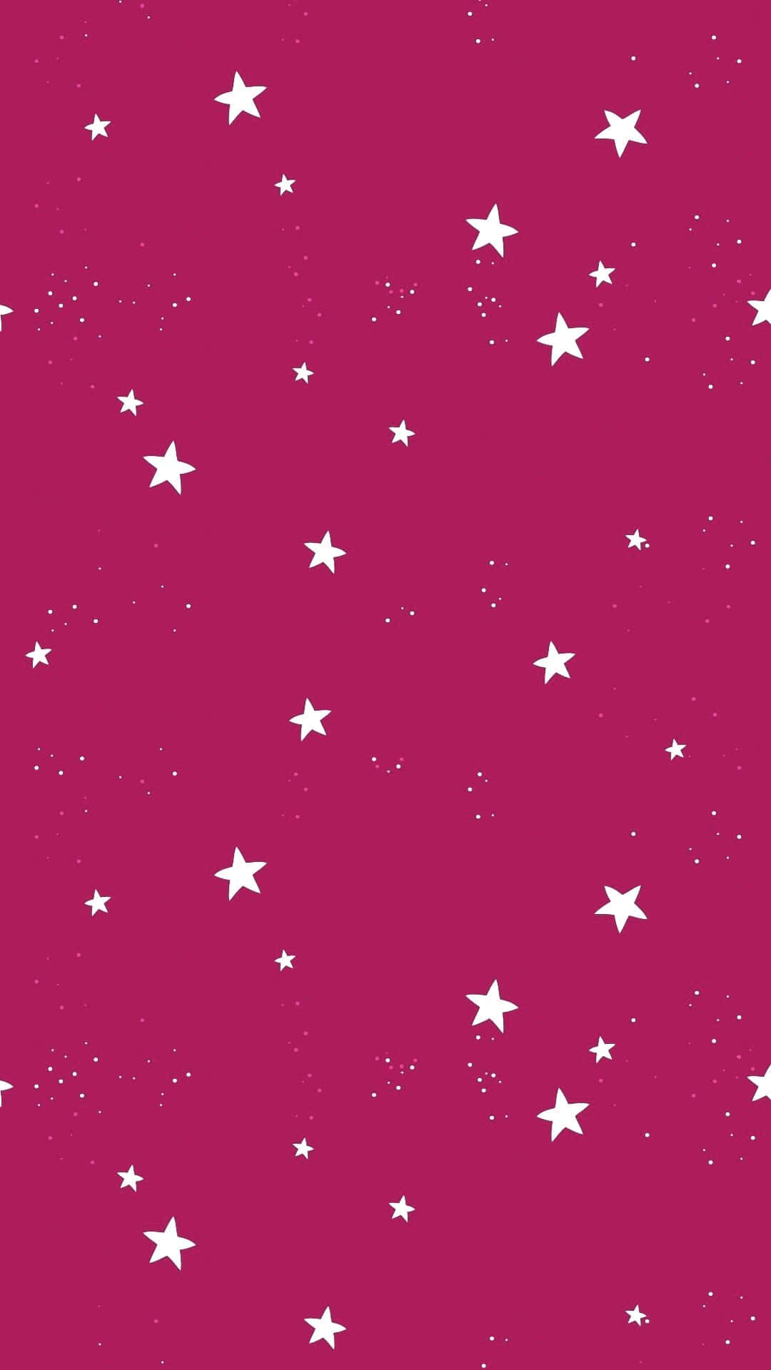 Pink Stars 桌布 壁紙 — 白色星星和斑點在充滿活力的洋紅色背景上漂浮，形成俏皮的天體圖案。