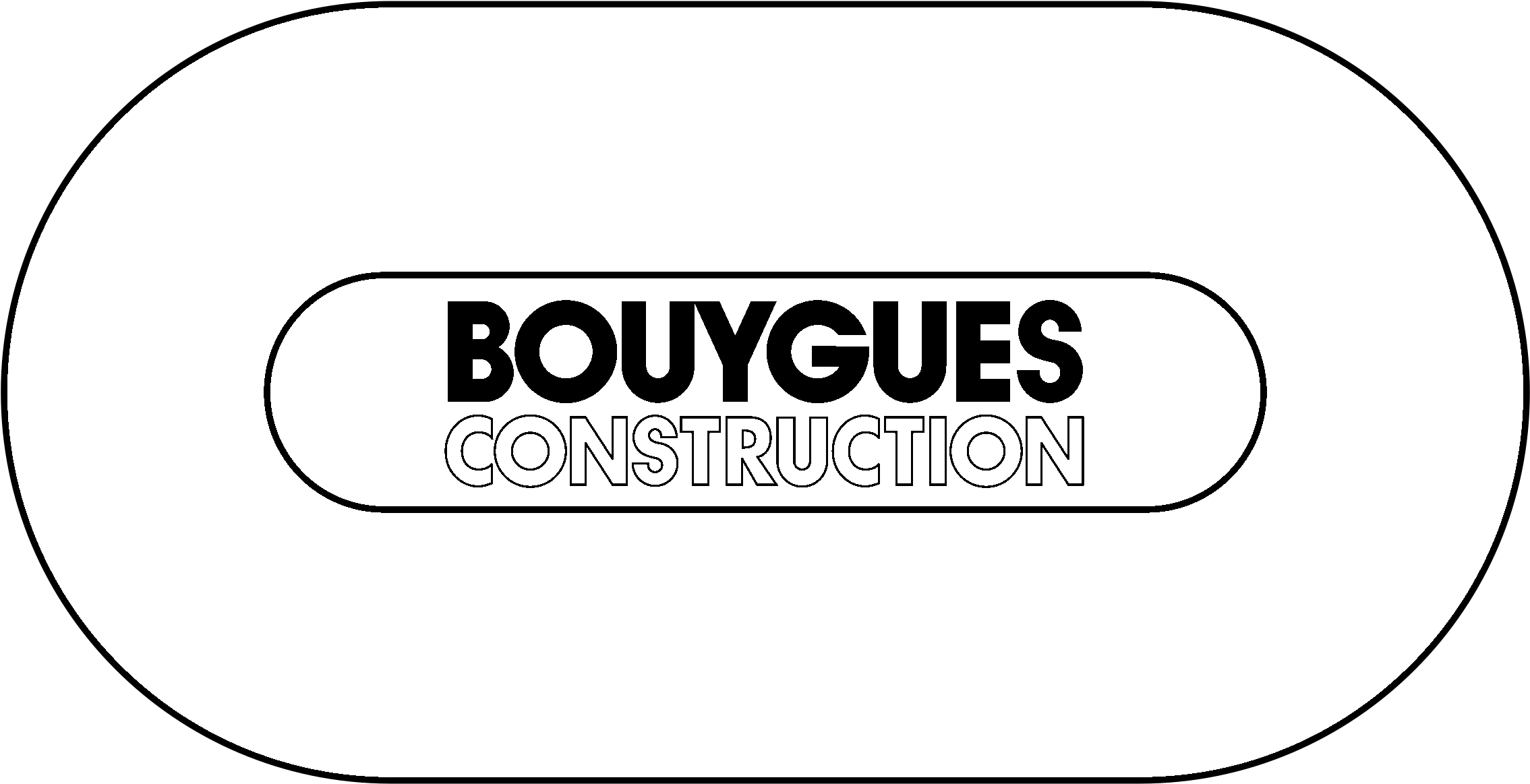 標誌 桌布 壁紙 — 白色橢圓形背景上，圓角矩形內有粗體黑色文字 Bouygues Construction。