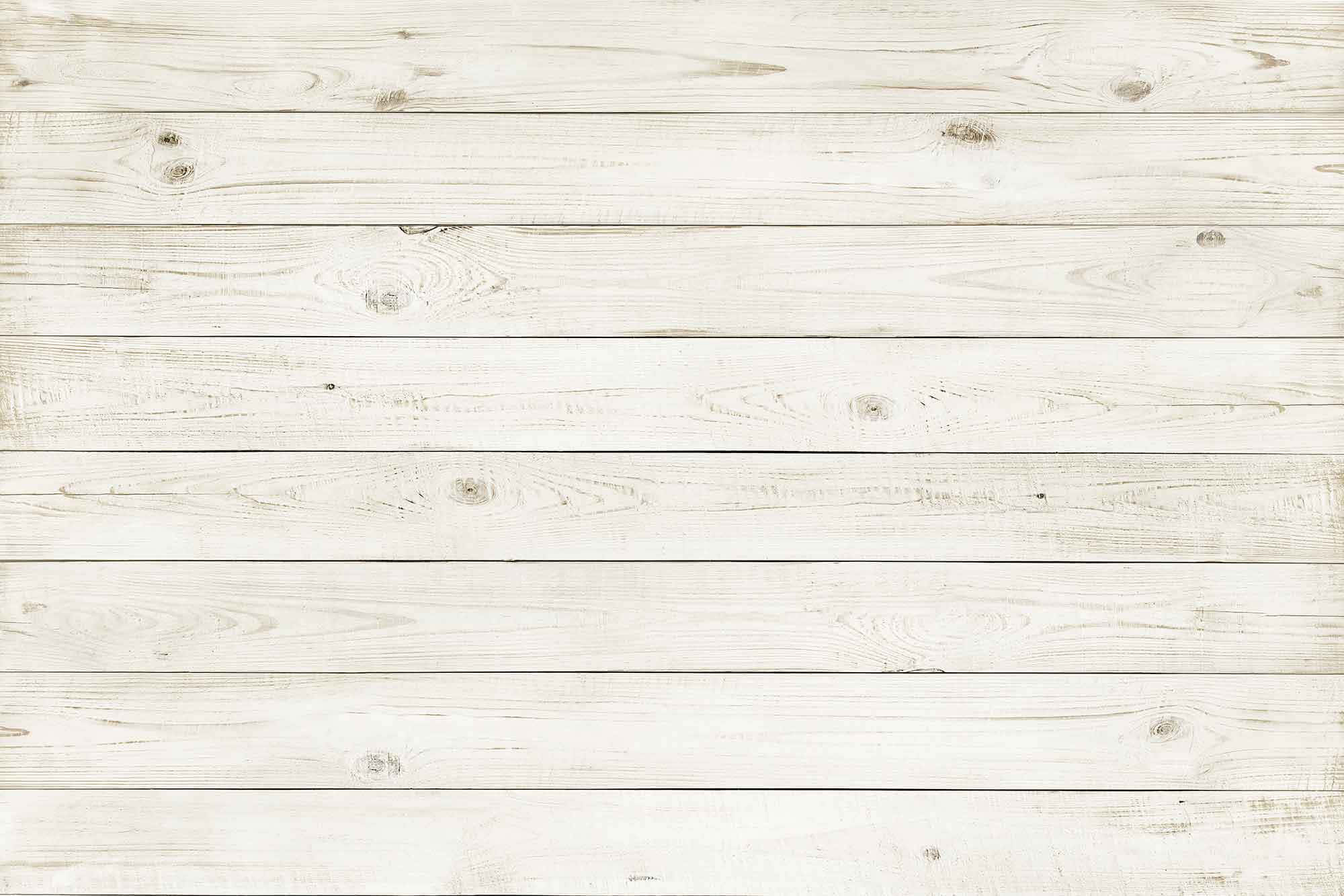 Light Wood 桌布 壁紙 — 白色水洗木板，帶有天然紋理和節疤，水平排列成乾淨的鄉村風格圖案。
