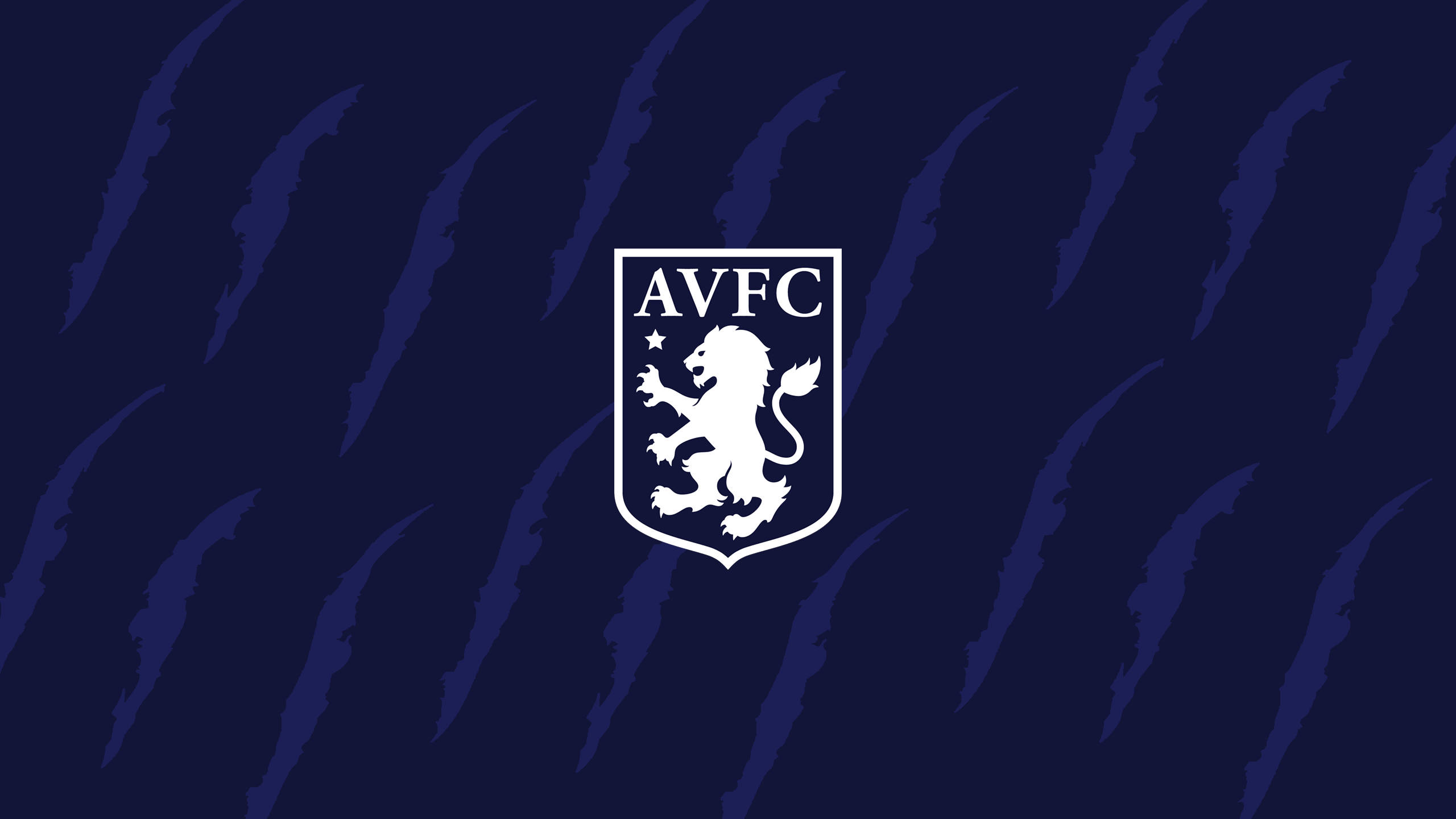 足球 桌布 壁紙 — 白色的AVFC獅子徽章在帶有對角老虎條紋圖案的深藍色背景上醒目地矗立。