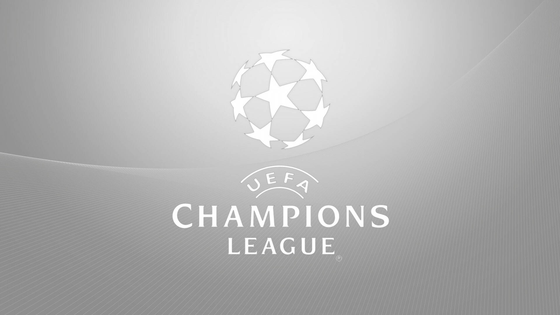 Uefa 桌布 壁紙 — 白色的UEFA Champions League標誌，背景是漸變灰色，帶有微妙的曲線。