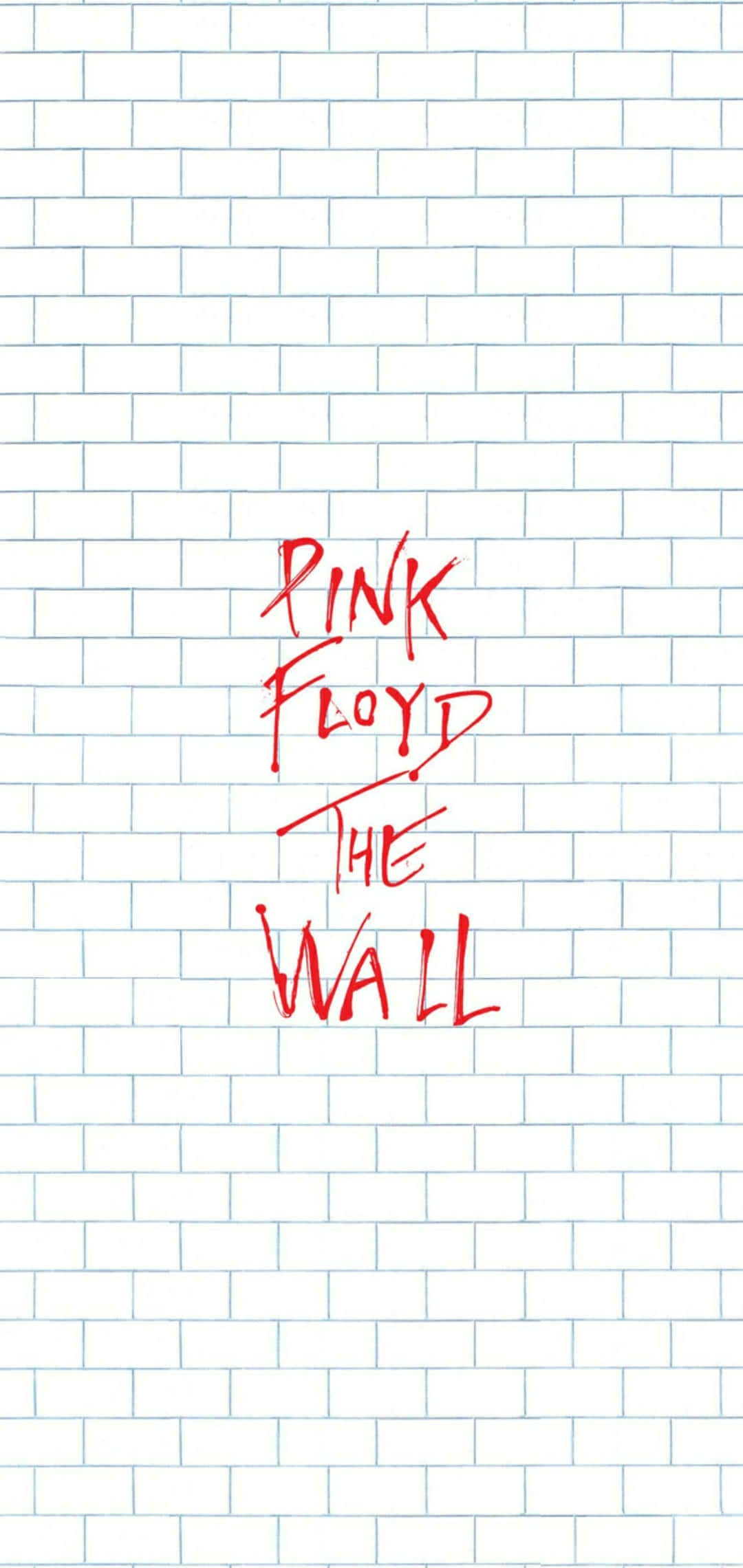 Album Cover 桌布 壁紙 — 白色磚牆背景上的紅色手寫文字「Pink Floyd The Wall」。
