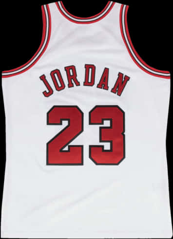 籃球 桌布 壁紙 — 白色籃球球衣，黑色背景上有紅色 'JORDAN' 和號碼 '23'。