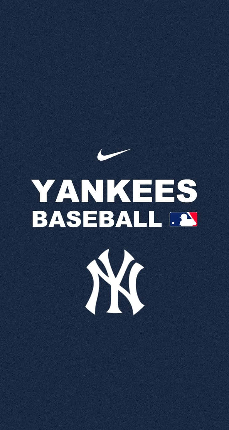 New York Yankees iPhone 桌布 壁紙 — 白色紐約洋基棒球標誌和文字，帶有紋理的深藍色背景。