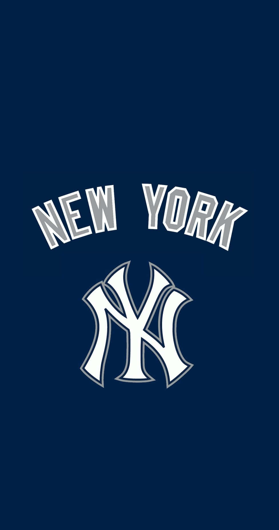 New York Yankees iPhone 桌布 壁紙 — 白色紐約洋基隊標誌和文字，背景為純海軍藍色。
