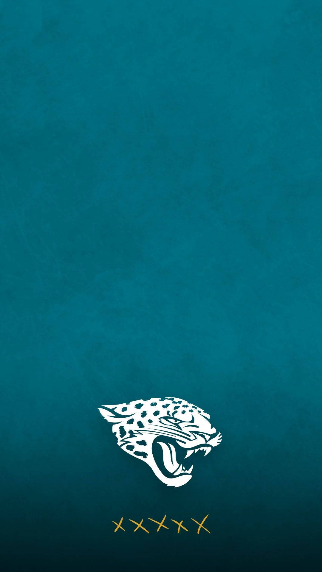 Jaguars 桌布 壁紙 — 白色美洲豹頭標誌，帶有黃色X標記，背景為紋理青綠色。