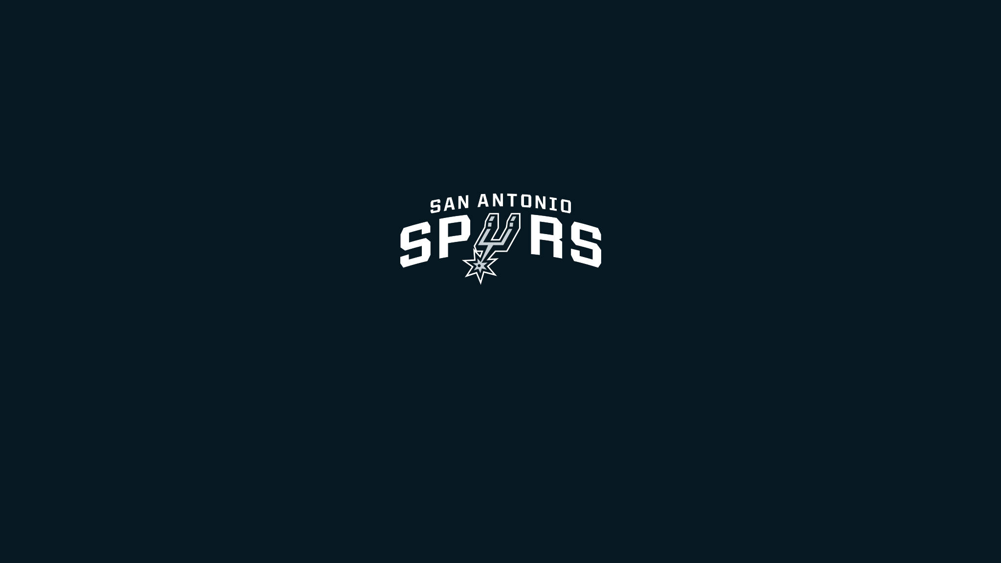 Spurs 桌布 壁紙 — 白色聖安東尼奧馬刺隊標誌居中於純深青色背景上。