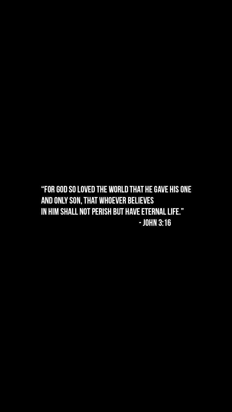 Bible Verse Phone 桌布 壁紙 — 白色聖經經文在黑色背景上，極簡設計，用於靈性反思
