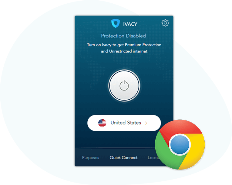 Google Chrome 桌布 壁紙 — 白色背景上，Ivacy VPN 介面顯示保護已停用，旁邊有 Chrome 瀏覽器圖示。