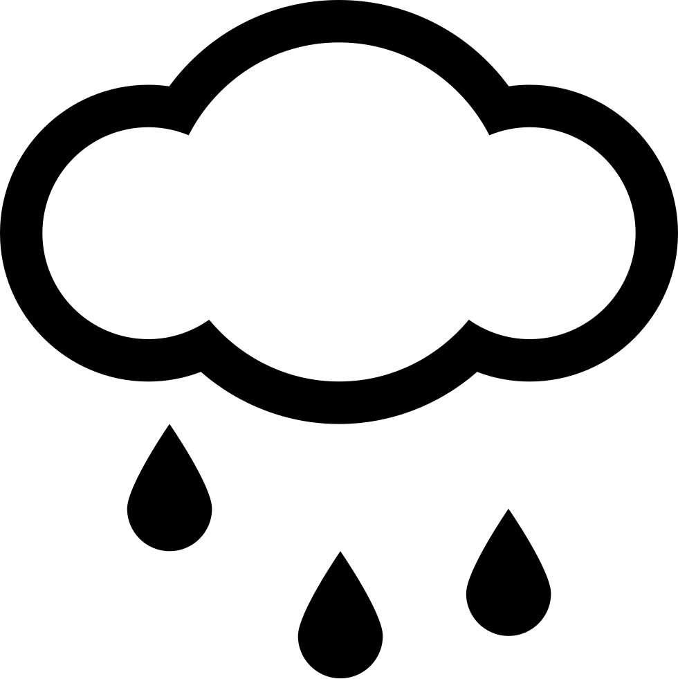 icon 桌布 壁紙 — 白色背景上，一朵雲朵的極簡黑色輪廓，有三滴雨滴從雲朵落下。