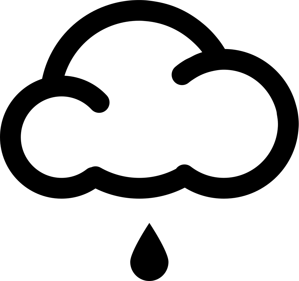 icon 桌布 壁紙 — 白色背景上，一朵雲的極簡黑色輪廓，下方有一滴雨滴落下。