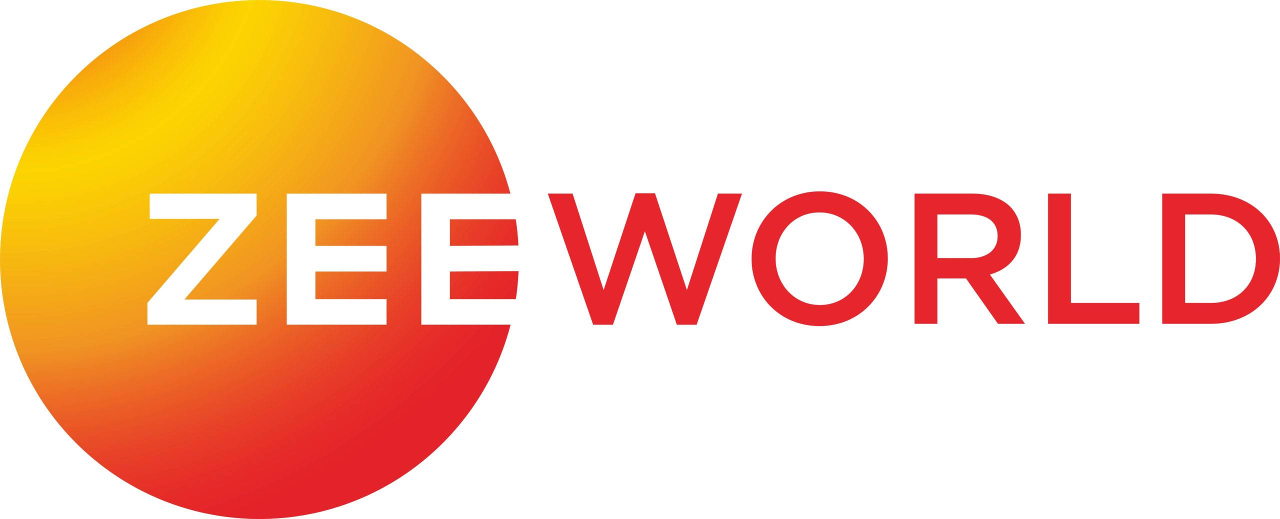 標誌 桌布 壁紙 — 白色背景上，橙色紅色漸變圓圈旁邊的粗體 ZEEWORLD 標誌，帶有白色和紅色文字。