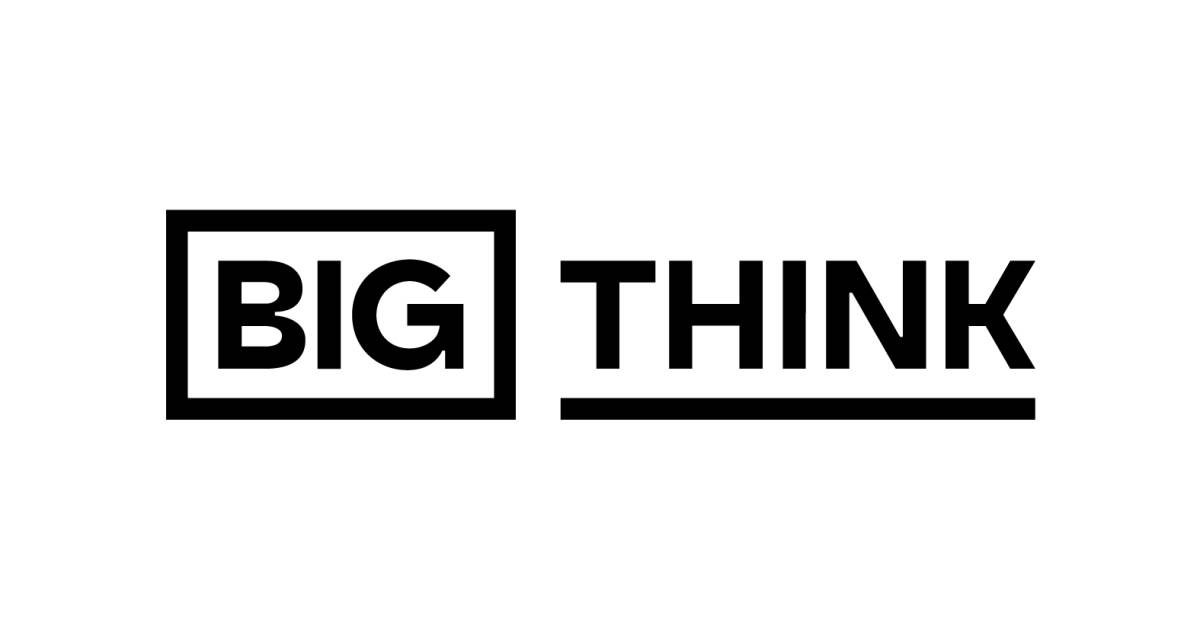 語錄 桌布 壁紙 — 白色背景上，粗體黑色「BIG THINK」標誌，其中「BIG」位於正方形內，「THINK」帶有底線。