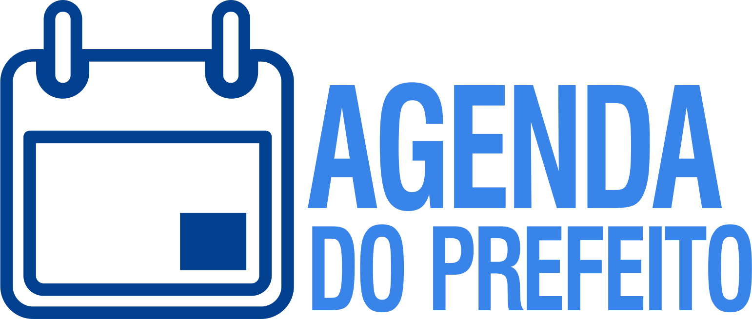 Agenda 桌布 壁紙 — 白色背景上，藍色粗體文字「agenda do prefeito」旁邊的藍色輪廓日曆圖示。