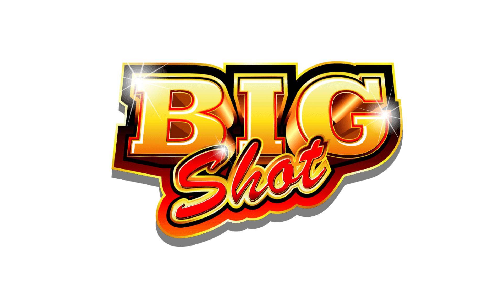 shot 桌布 壁紙 — 白色背景上，金色「BIG」和紅色「Shot」的粗體文字，帶有閃光和陰影。