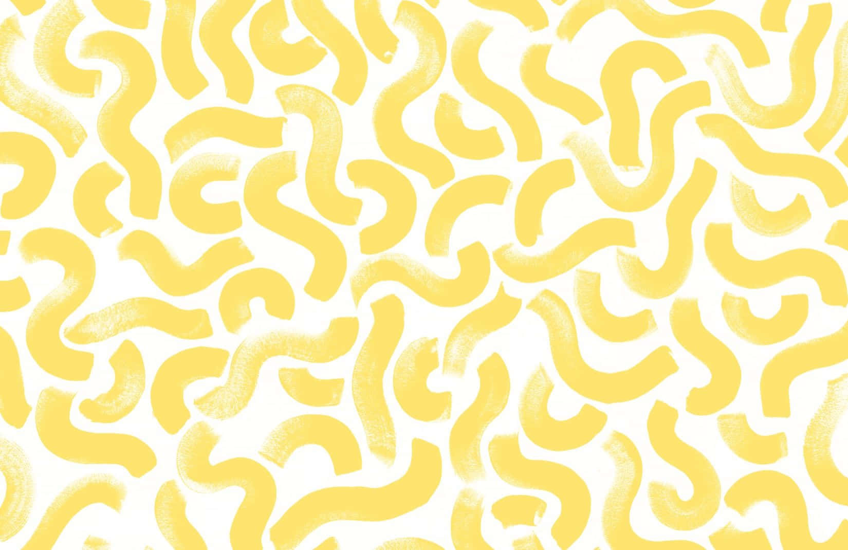 Yellow Painting 桌布 壁紙 — 白色背景上充滿活力的黃色抽象圖案，由筆觸曲線構成。