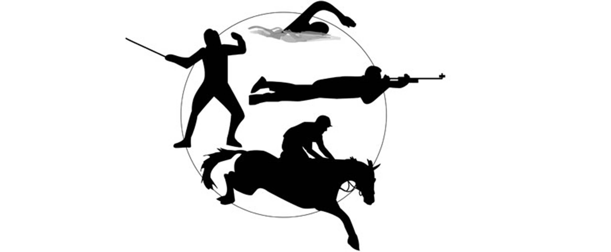 Silhouette 桌布 壁紙 — 白色背景上圓圈內四位運動員動作的黑色剪影。