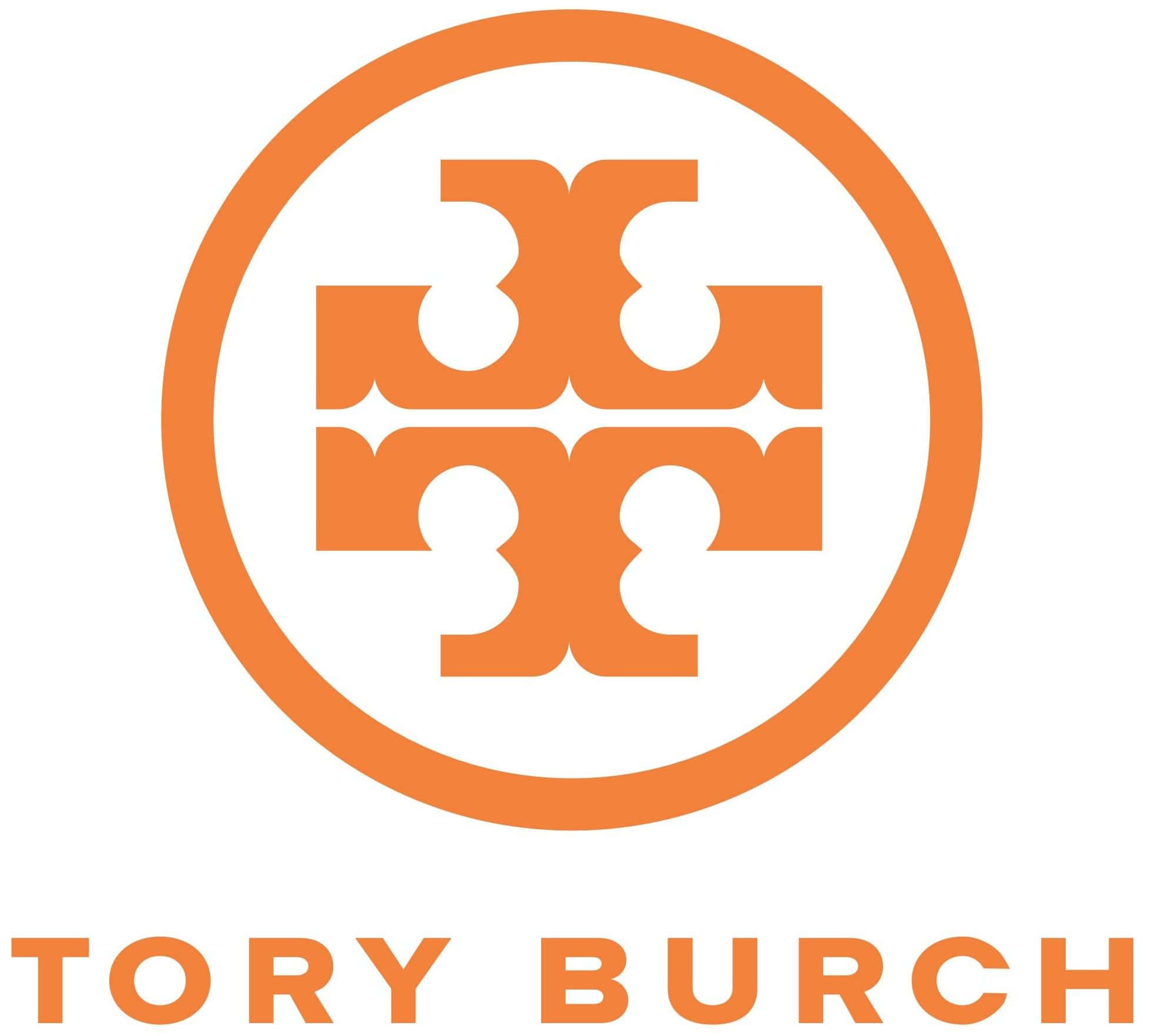 Tory Burch 桌布 壁紙 — 白色背景上圓圈內帶有互鎖T字的橙色Tory Burch標誌。