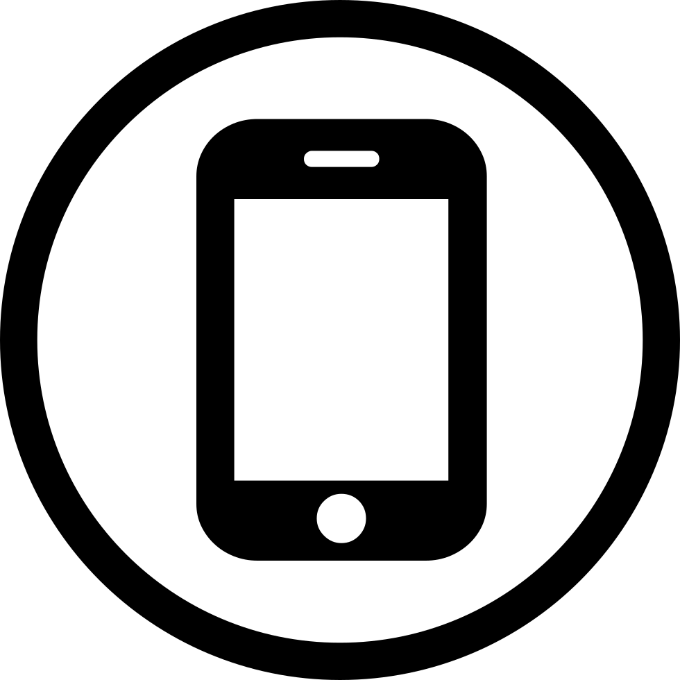Mobile Phone Icon 桌布 壁紙 — 白色背景上圓形中心位置的智慧型手機極簡黑色輪廓。