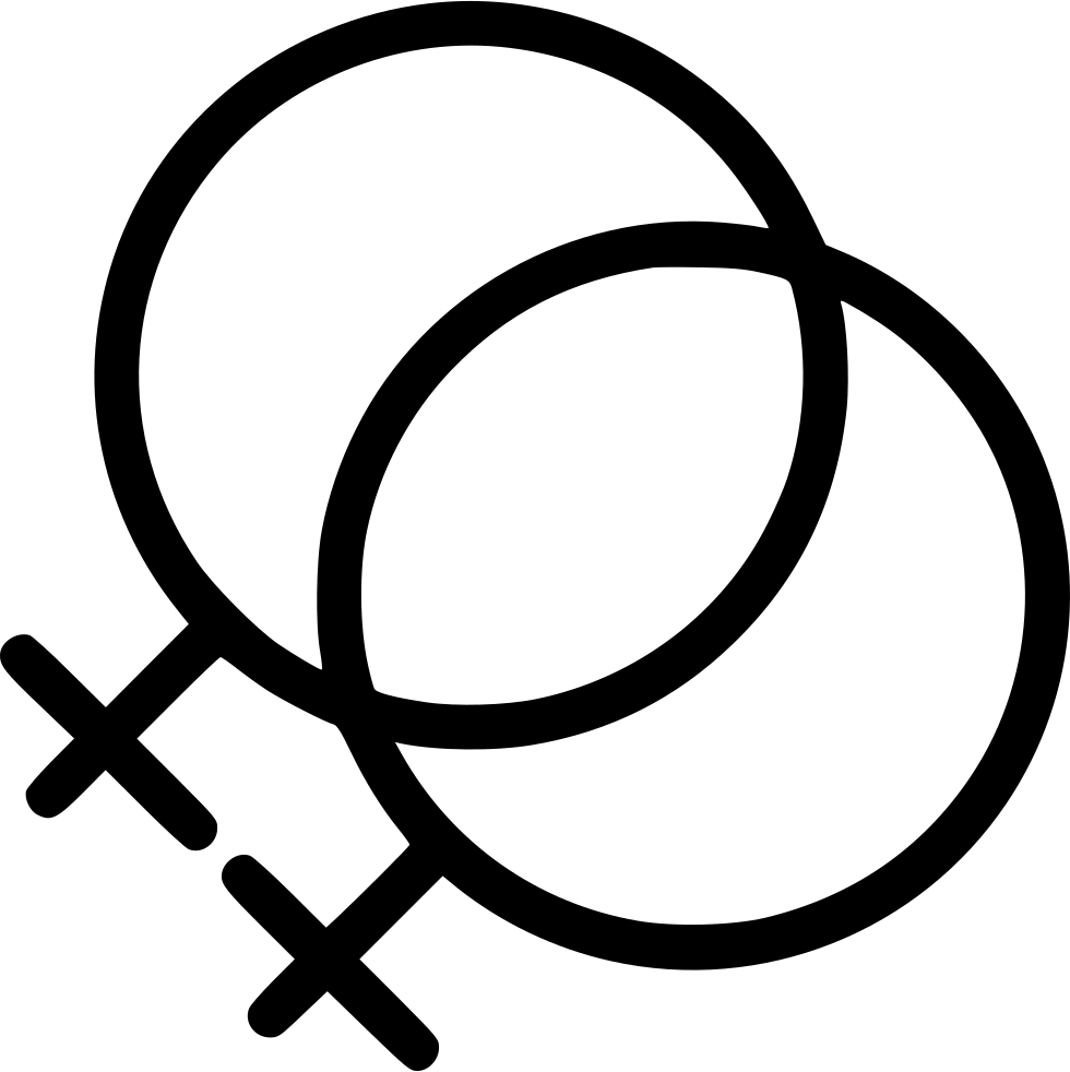 女同志 桌布 壁紙 — 白色背景上女性性別符號的極簡黑色線條畫。