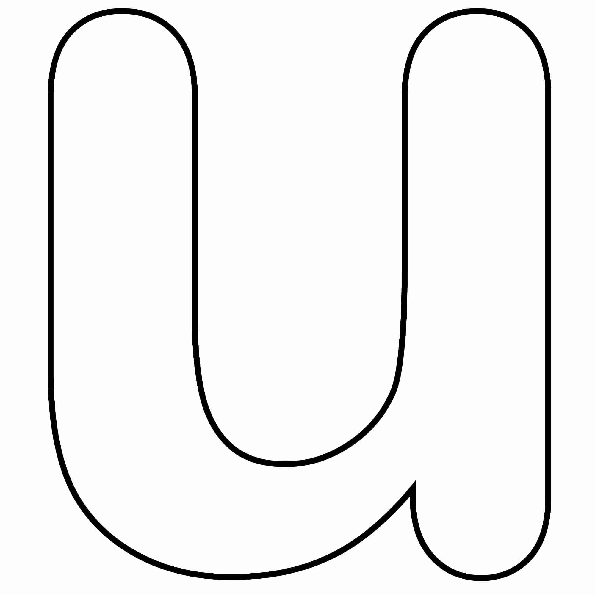 Black And White Letter 桌布 壁紙 — 白色背景上小寫字母 u 的粗黑輪廓。