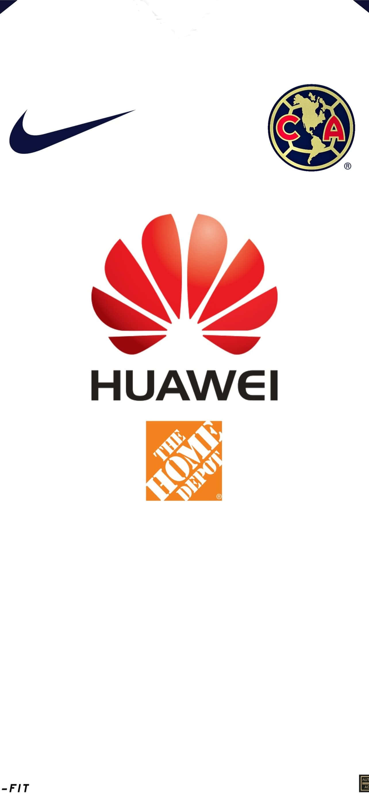 Club America 桌布 壁紙 — 白色背景上展示四個不同的品牌標誌，包括Nike、Huawei、Home Depot和Club America。
