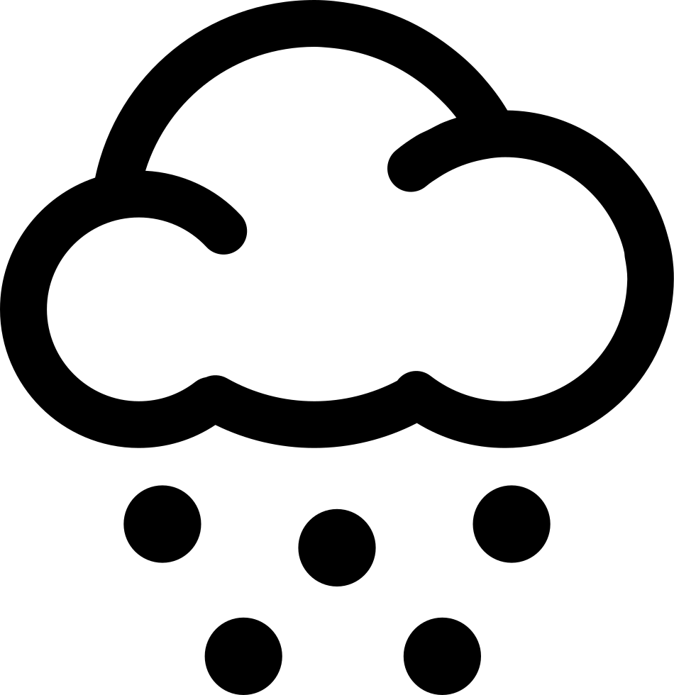 Thunderstorm 桌布 壁紙 — 白色背景上帶有五滴雨滴的雲朵的粗黑輪廓。