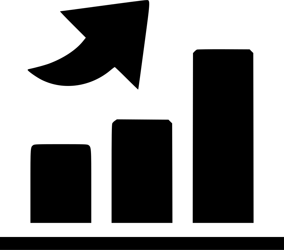 Bar Graph 桌布 壁紙 — 白色背景上帶有向上箭頭的黑色長條圖，象徵成長或增加。