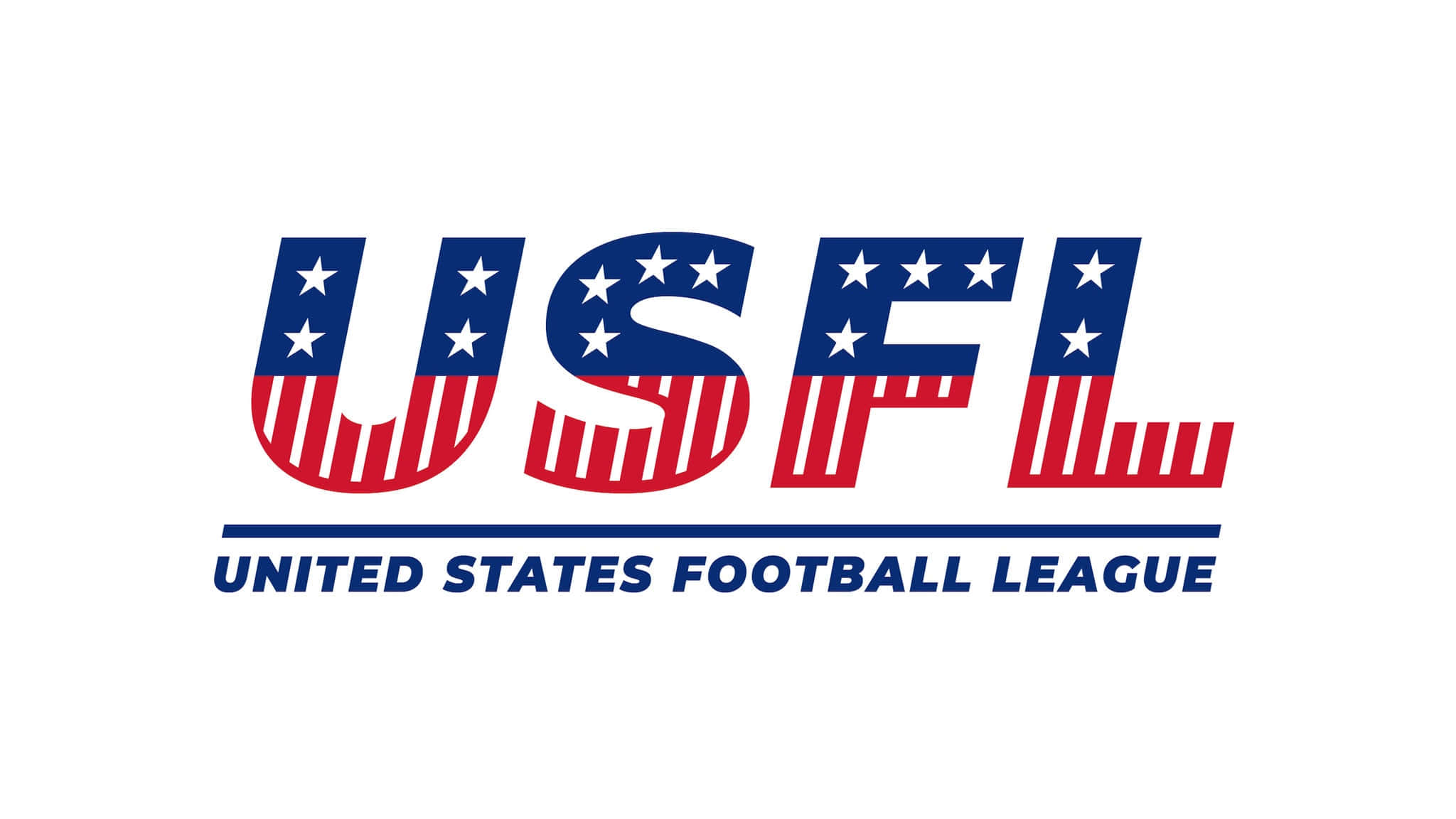Usfl 桌布 壁紙 — 白色背景上帶有星星和條紋設計的USFL標誌。