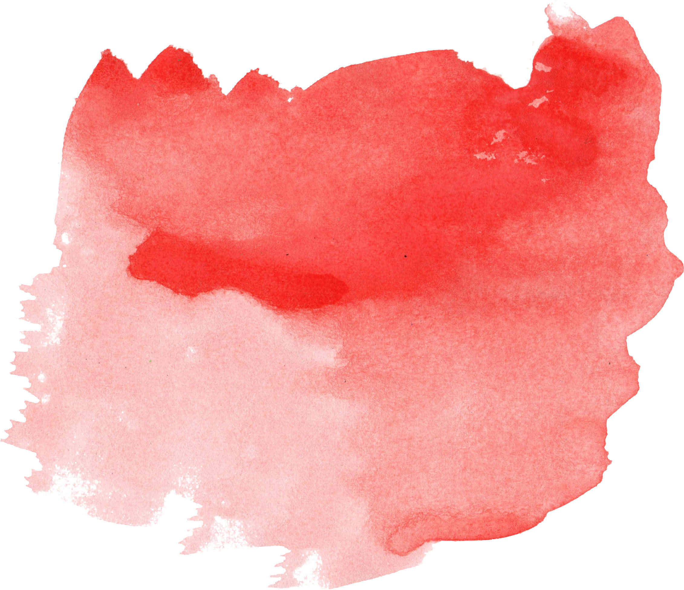 Watercolor Texture 桌布 壁紙 — 白色背景上帶有柔和漸變和紋理邊緣的鮮豔紅色水彩潑濺。