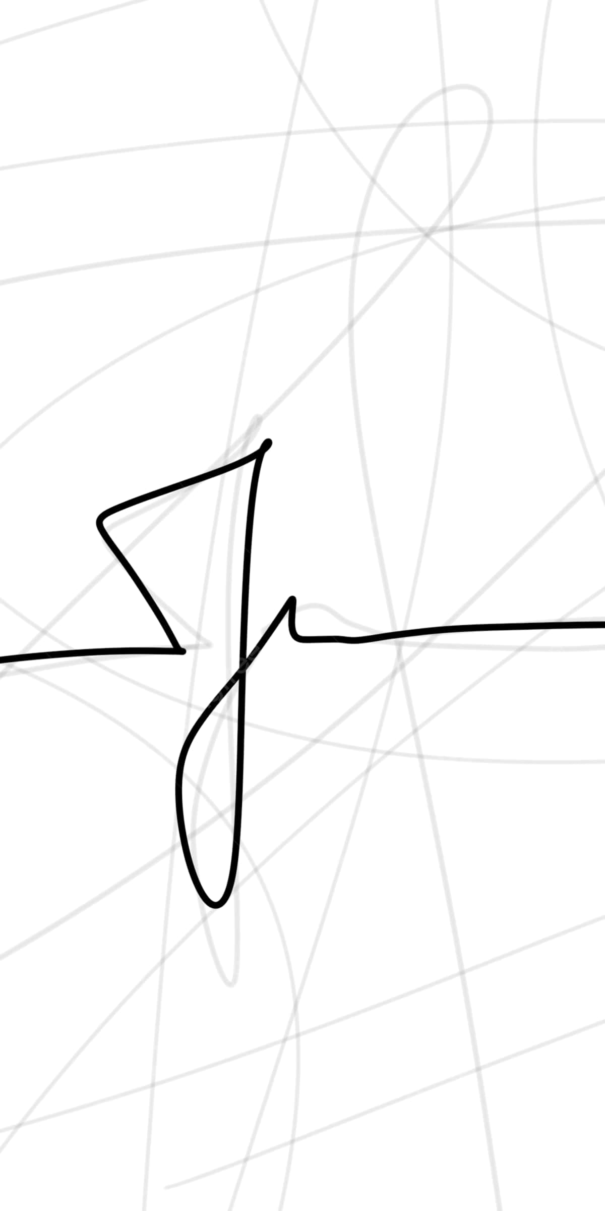 Minimalist Black And White 桌布 壁紙 — 白色背景上帶有淡灰色草圖線條的粗體黑色簽名筆觸。
