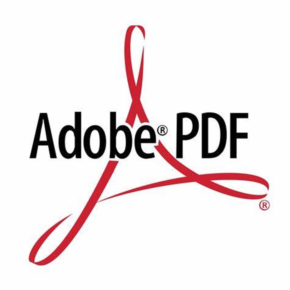 白色背景上帶有紅色絲帶設計的Adobe PDF標誌 — Microsoft 壁紙